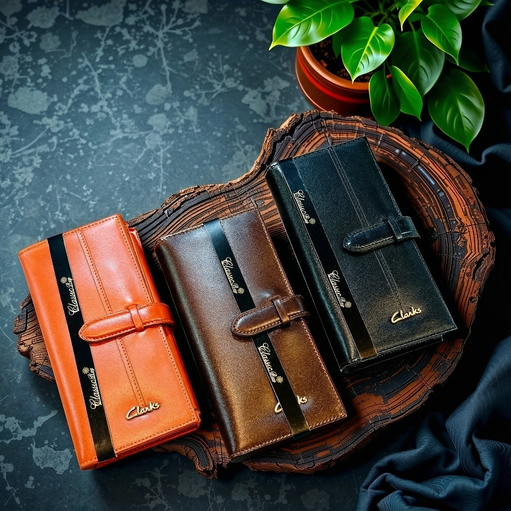 کیف پول چرمی پالتویی زبانه دار کلارک
